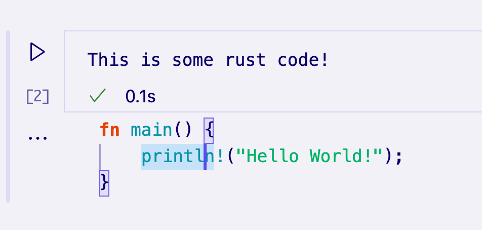 在內建 Monaco 編輯器中顯示 Rust 程式碼的筆記本