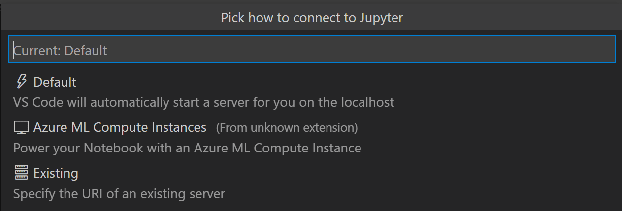 提示提供 Jupyter 伺服器 URI