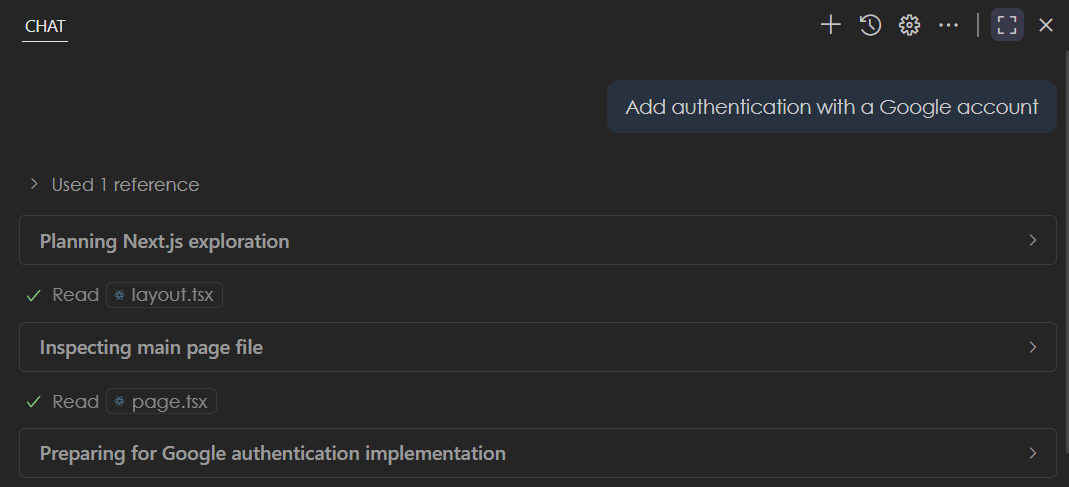 Screenshot of a chat response showing thinking tokens as expandable sections in the response.