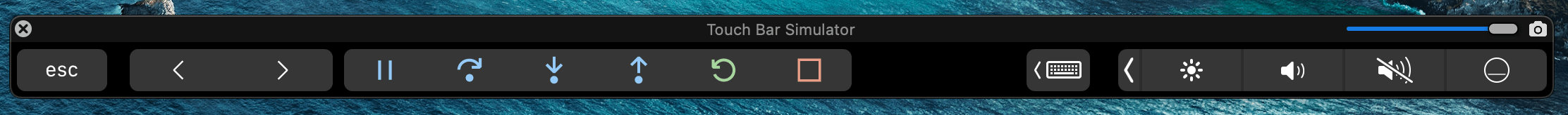 macOS 觸控欄圖示（除錯時帶更多控制元件）